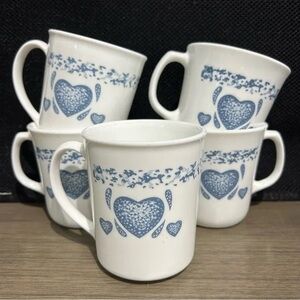 Rare Corningware Blue Heart Mugs- Set of 6